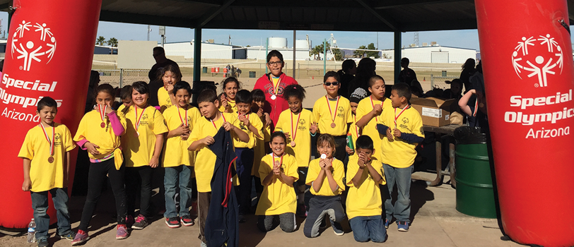 Students pose for the Special Olympics of Arizona